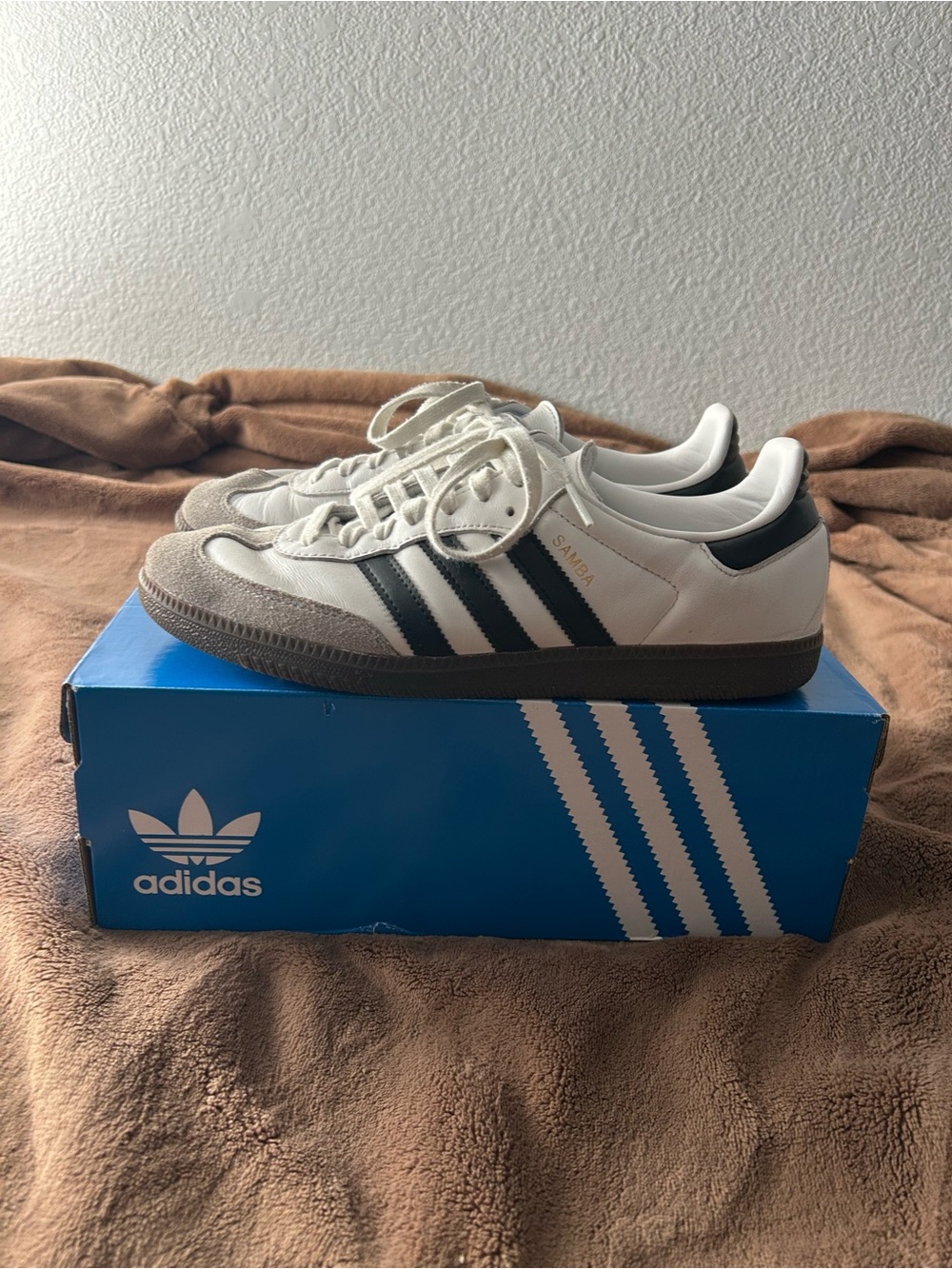 adidas Samba OG Men's Sneakers in White and Black with Gum Sole